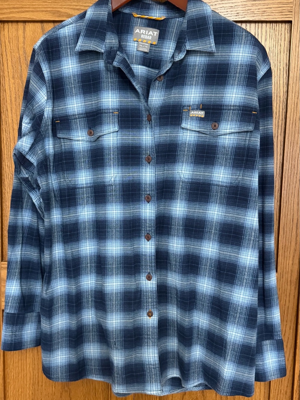 Ariat Navy and Light Blue Plaid Button-Down Shirt